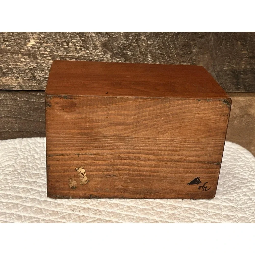 Vintage rustic wood recipe box‎ cottage core style decor open top lid 70's style